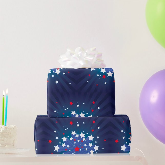 Papel De Regalo Patriótico Starburst Red White y Blue USA (Subido por el creador)