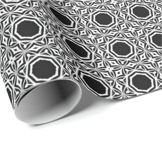 Papel De Regalo Patrón 1 de líneas de Mandala en blanco y negro