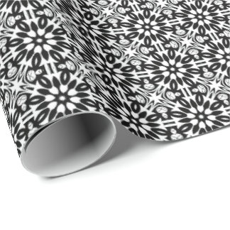 Papel De Regalo Patrón 3 de líneas de Mandala en blanco y negro