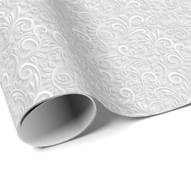 Papel De Regalo Patrón 3d sin soldadura blanco y gris (Esquina del rollo)