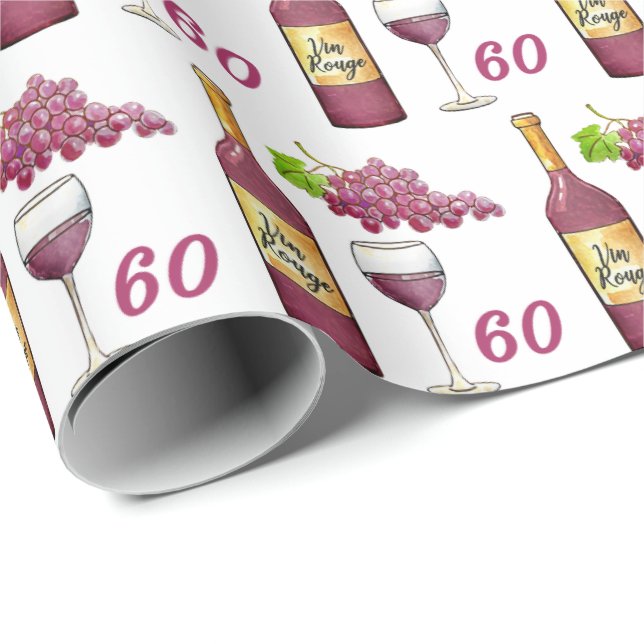Papel De Regalo Patrón 60 de los amantes del vino rojo (Esquina del rollo)