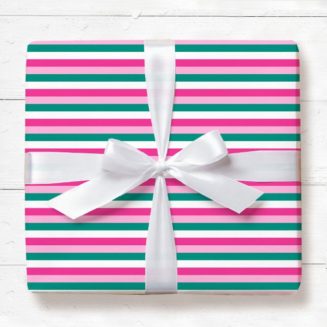 Papel De Regalo Patrón a rayas lindo rosa verde blanco sin costura (Subido por el creador)