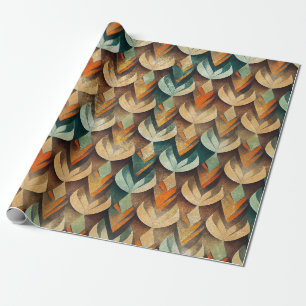 Papel De Regalo Patrón abstracto art déco dorado teal de lujo
