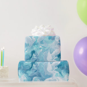 Papel De Regalo Patrón abstracto azul de deriva blanca del océano