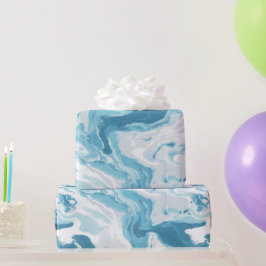 Papel De Regalo Patrón abstracto azul de deriva blanca del océano 