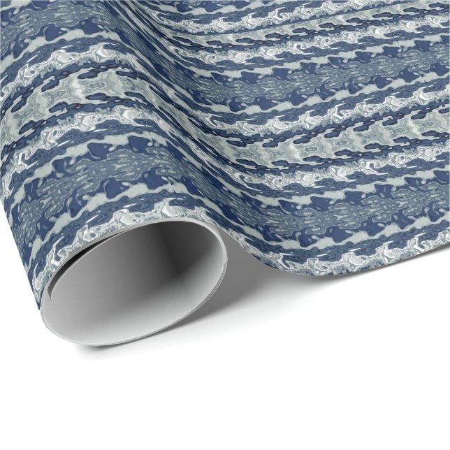 Papel De Regalo Patrón abstracto azul marino   (Esquina del rollo)