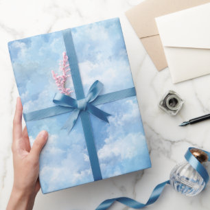 Papel De Regalo Patrón abstracto blanco de niebla acuarela cielo a