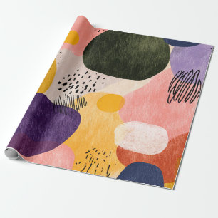 Papel De Regalo Patrón abstracto de Boho vibrante Formas orgánic