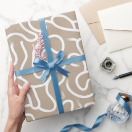 Papel De Regalo Patrón abstracto de curva orgánica beige taupe min