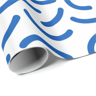 Papel De Regalo Patrón abstracto de líneas azules gruesas y ondula