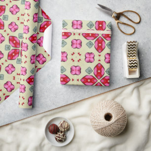 Papel De Regalo Patrón abstracto de los corazones rojos de San Val