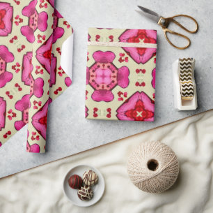 Papel De Regalo Patrón abstracto de los corazones rojos de San Val