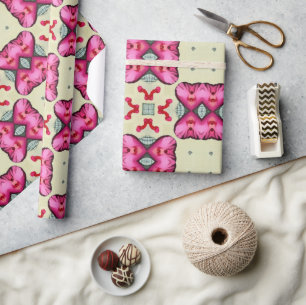 Papel De Regalo Patrón abstracto de los corazones rojos de San Val