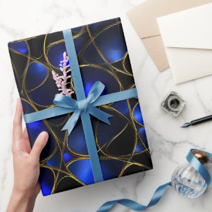 Papel De Regalo Patrón abstracto de lujo zafiro azul oro brillo