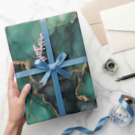 Papel De Regalo Patrón abstracto de mármol verde esmeralda de lujo
