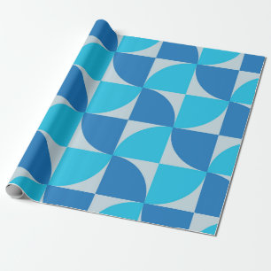 Papel De Regalo Patrón abstracto de mediados de siglo en azul y tu