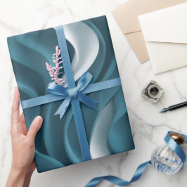Papel De Regalo Patrón abstracto de movimiento de onda azul teal m