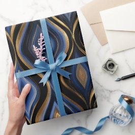 Papel De Regalo Patrón abstracto de oro azul zafiro de lujo
