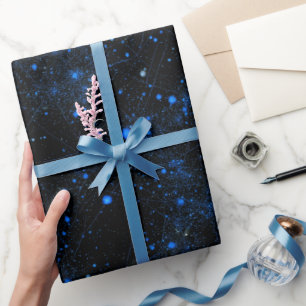 Papel De Regalo Patrón abstracto de polvo de estrella azul cósmica