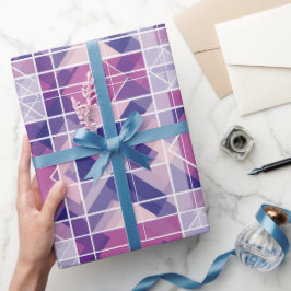 Papel De Regalo Patrón abstracto de rejilla rosa púrpura geométric