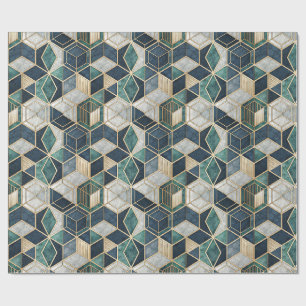 Papel De Regalo Patrón abstracto geométrico moderno en azul turque