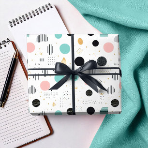 Papel De Regalo Patrón Abstracto Geométrico Retro #1 Verde Azul Ro