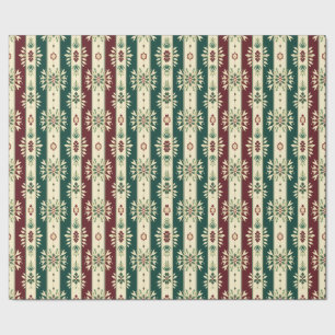 Papel De Regalo Patrón abstracto rayado: burdeos, verde, marfil