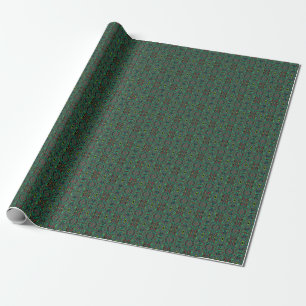 Papel De Regalo Patrón abstracto retro alucinante de negro y verde