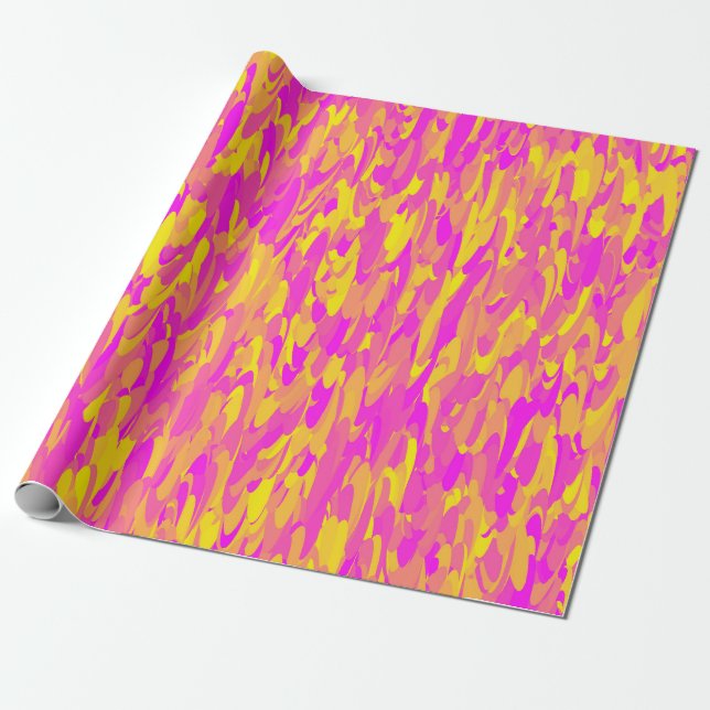 Papel De Regalo Patrón abstracto rosa amarillo naranja (Desenrollado)