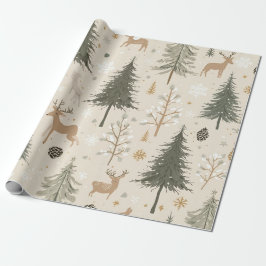 Papel De Regalo Patrón acogedor de bosque invernal
