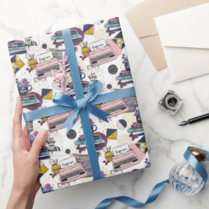 Papel De Regalo Patrón acogedor de libro de baldosas cortas