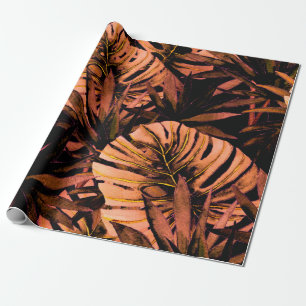 Papel De Regalo Patrón acuarela sin costuras con hojas tropicales: