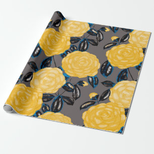 Papel De Regalo Patrón acuarela sin fisuras con flores camellias.