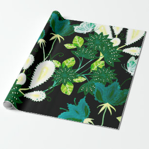 Papel De Regalo Patrón acuarela sin fisuras con flores de fantasía