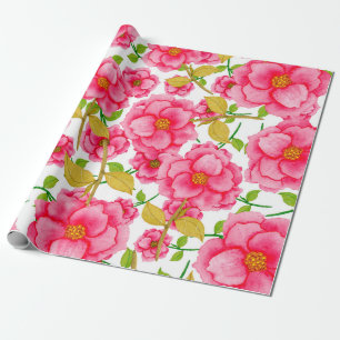 Papel De Regalo Patrón acuarela sin fisuras con flores. Vintage 