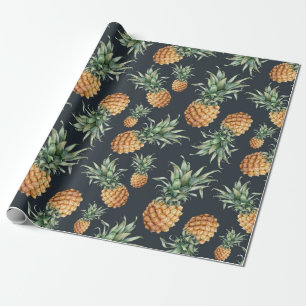 Papel De Regalo Patrón acuarela sin fisuras con piña madura. H
