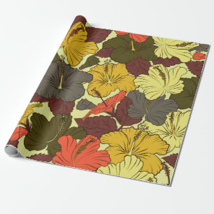 Papel De Regalo Patrón acuarela transparente con flores de hibisco