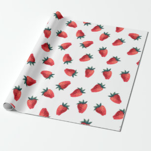 Papel De Regalo Patrón acuarela transparente con fresas