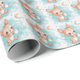 Papel De Regalo Patrón acuático Fawn Cute Baby Pastel