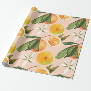Papel De Regalo Patrón acuático sin manchas con mandarinas