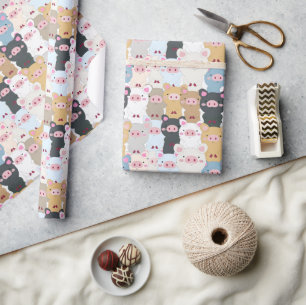 Papel De Regalo Patrón Adorable de Cerdos