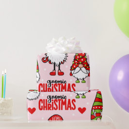 Papel De Regalo Patrón adorable de Gnomo Gnomie de Navidad