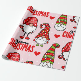 Papel De Regalo Patrón adorable de Gnomo Gnomie de Navidad