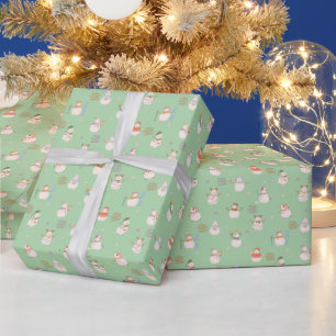 Papel De Regalo Patrón Adorable de Muñecos de Nieve Vibraciones