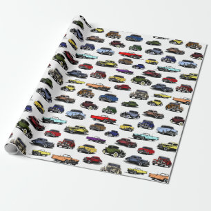 Papel De Regalo Patrón aleatorio de Ilustraciones de automóviles