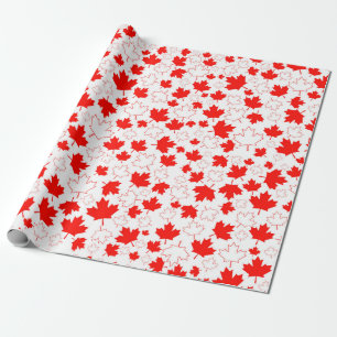 Papel De Regalo Patrón aleatorio rojo de hoja de arce de Canadá