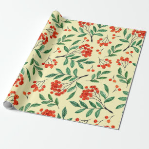 Papel De Regalo Patrón amarillo sin foco con rowan. Watercolor Han