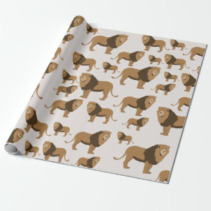 Papel De Regalo Patrón animal de león de la jungla