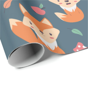 Papel De Regalo Patrón animal de Naranja corto Fox