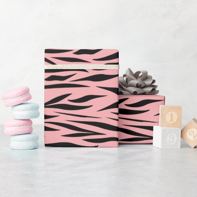 Papel De Regalo Patrón animal tigre Dulce Dieciséis sin foco rosad (Baby Shower)